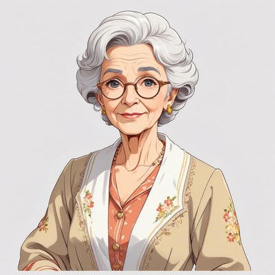 Elderly woman with gray hair and glasses