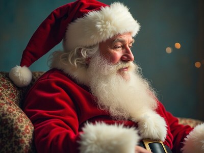Joyful santa in cozy setting