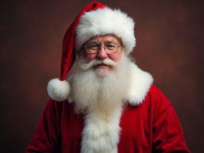 Santa claus with white beard and red suit