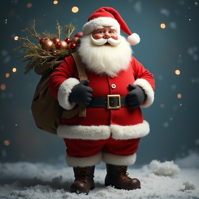 Santa claus cheerful with gifts