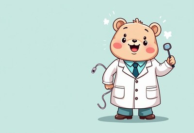 Cute bear in a doctors coat