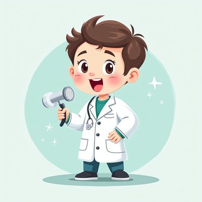 Cute young boy in doctor coat