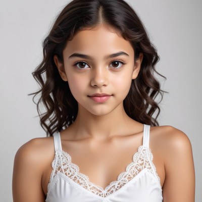 Young girl in white outfit