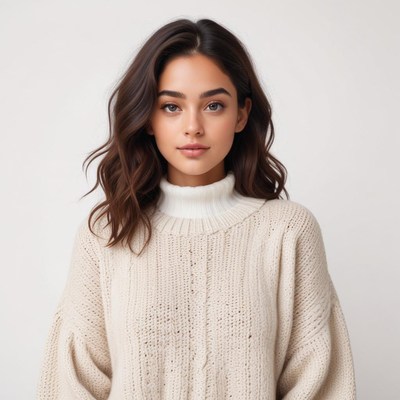 Elegant woman in cozy sweater