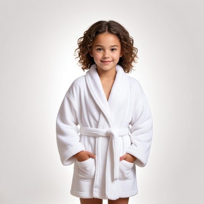 Cute girl in bathrobe indoors