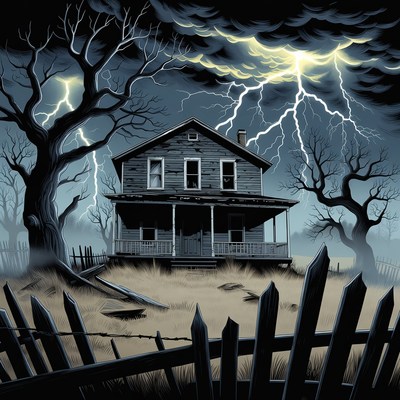 Thunderstorm at abandoned house