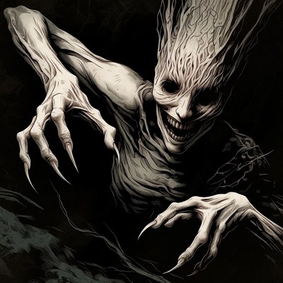 Creepy creature emerges from darkness