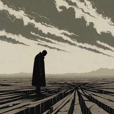 Man standing on cracked earth