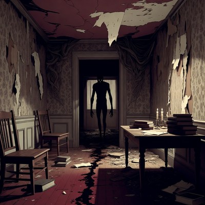 Dark figure in abandoned room