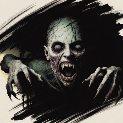 Creepy zombie emerging from shadows