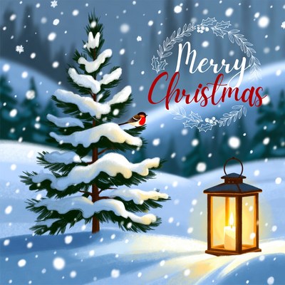 Winter scene with christmas cheer