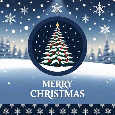 Festive christmas tree design in winter scene