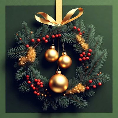 Elegant christmas wreath with ornaments