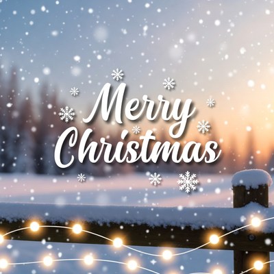 Winter snowfall with holiday cheer