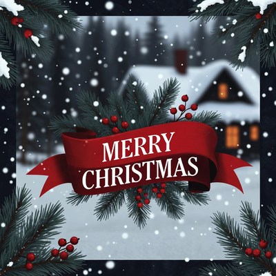 Snowy christmas card design background