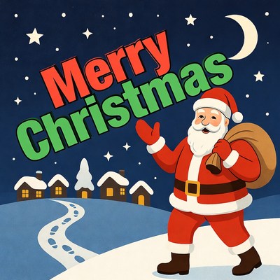 Santa claus greeting in winter scene