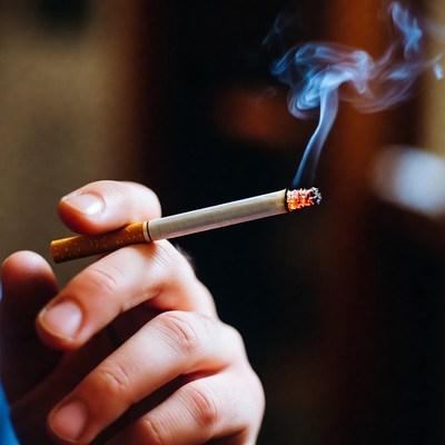 Smoking a cigarette indoors