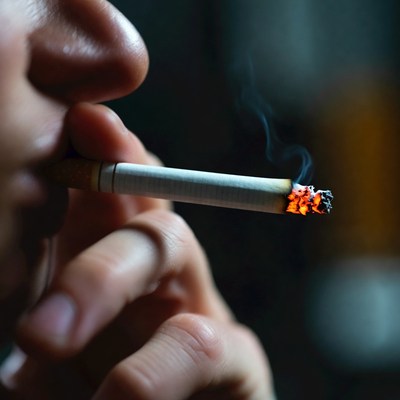 Close up of smoking cigarette