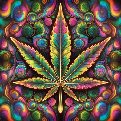 Colorful cannabis leaf design artwork