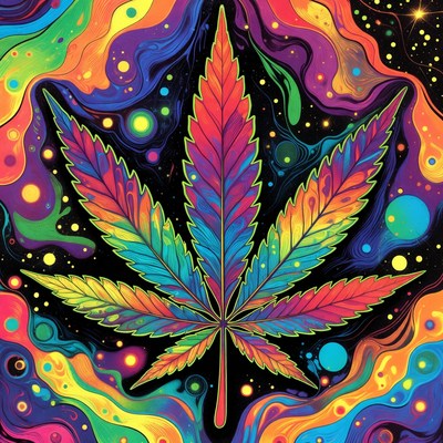 Colorful cannabis leaf artwork design