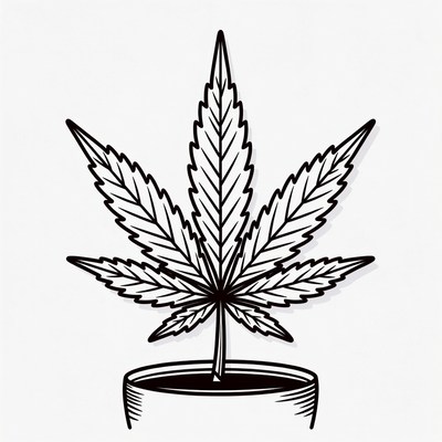 Cannabis leaf in pot design