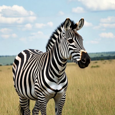 Zebra standing in tall grass