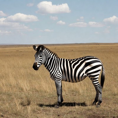 Zebra standing in golden grassland