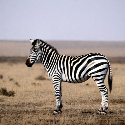 Portrait of a zebra in the savanna
