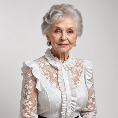Elegant elderly woman in lace top