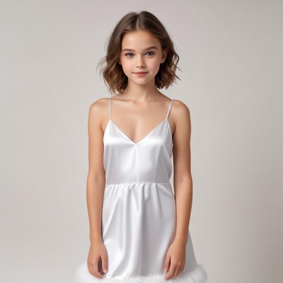 Young girl in elegant white dress