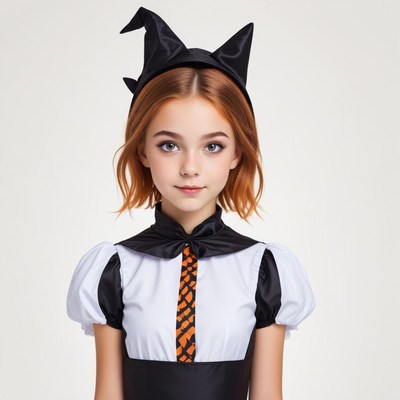 Girl in witch costume for halloween