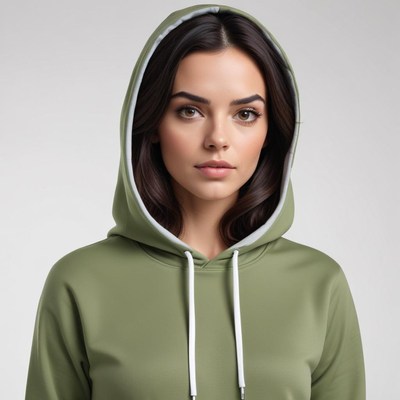 Woman in hooded sweatshirt