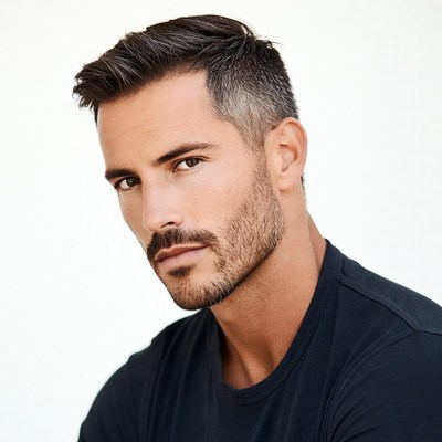 Handsome man with stylish haircut