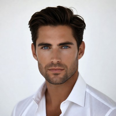 Handsome man in casual white shirt