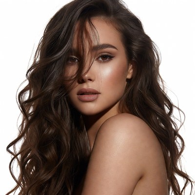 Beauty portrait with long hair and soft makeup