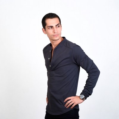 Young man posing in stylish outfit