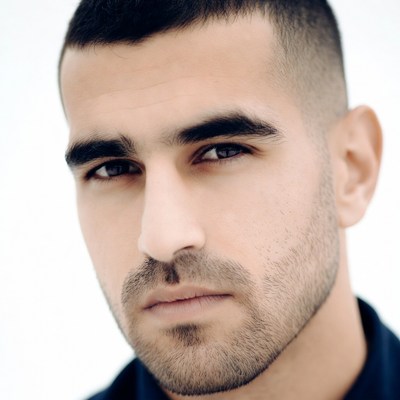 Focused man with intense gaze