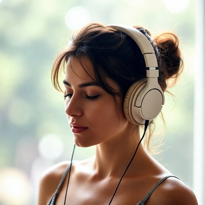 Listening to music quietly indoors