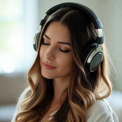 Enjoying music in a cozy space