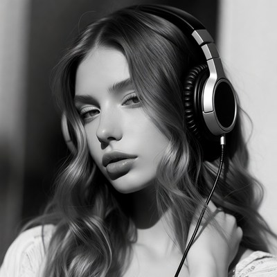 Portrait of a young woman wearing headphones