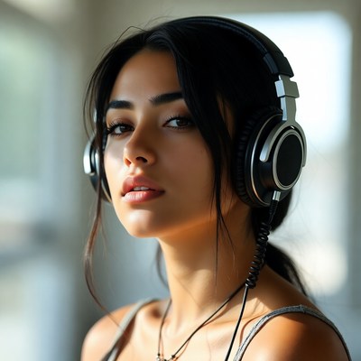 Listening to music with headphones