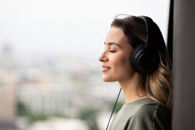 Enjoying music by the window