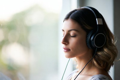 Enjoying music with headphones