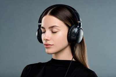 Listening to music with headphones