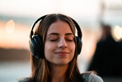 Enjoying music by the sunset