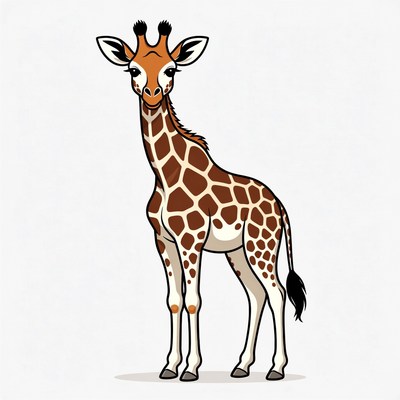 Cute giraffe standing proudly in a cartoon style