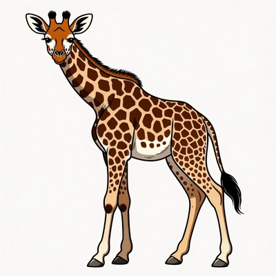 Giraffe standing in natural pose