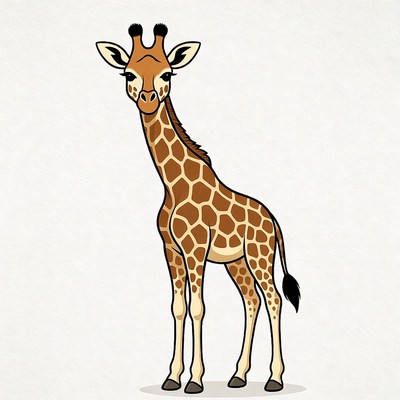 Giraffe standing on light background