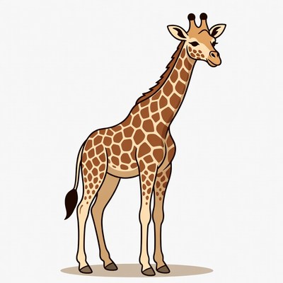 Giraffe standing tall in simple illustration