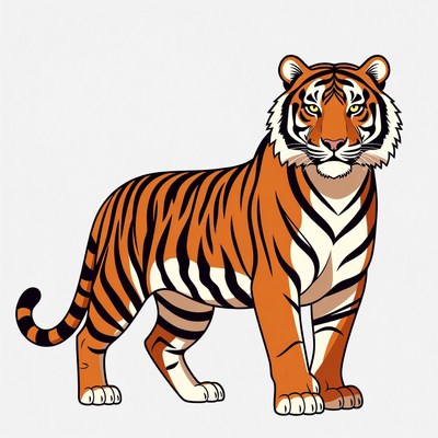 Majestic tiger standing gracefully